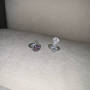 Elegant Silver and Purple Women's Ring Set